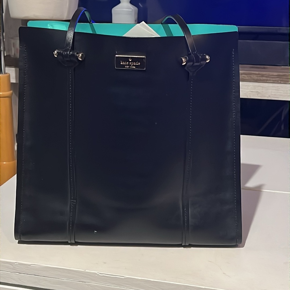 Kate Spade Elodie Black and Teal Tote Bag 12x12x6